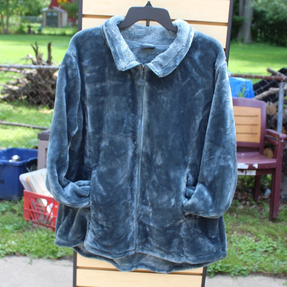 32 Degrees Heat Hi-Pile Blue/Gray Fleece Jacket - Women's XXL